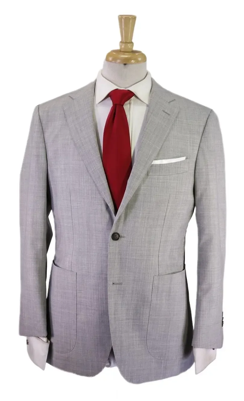 Suitsupply Havana Light Gray Super 120's Wool Slim Fit Patch Pocket Blazer 40S